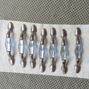 7 Brushed Nickel with Light Blue Acrylic Center 3 inch cabinet or drawer pulls